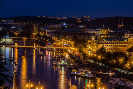 Prague view in nightのeditorial素材