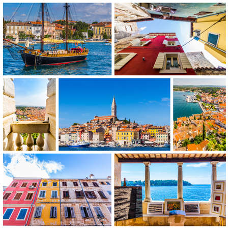 Collage of Rovinj photos in Croatiaのeditorial素材