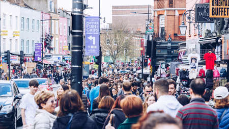 London, UK - 2nd of April, 2017: Camden Lock Village, famous alternative culture shops in Camden Town, London. Camden Town markets are visited by 100,000 people each weekendのeditorial素材