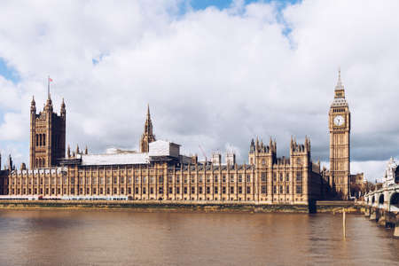 Big Ben and westminster bridge in Londonの写真素材