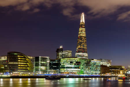 Skyline view of London business district, panoramic view at night. London, UK.の写真素材