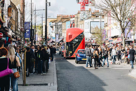 London, UK - 2nd of April, 2017: Camden Lock Bridge which is a famous alternative culture shops in Camden Town, London, its markets are visited by more than 5 million people every yearのeditorial素材