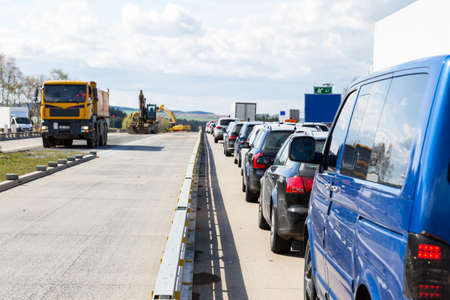 Traffic jam on highway during rush hourの写真素材