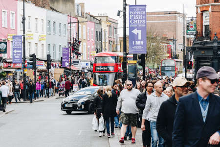 London, UK - 2nd of April, 2017: Camden Lock Bridge which is a famous alternative culture shops in...
