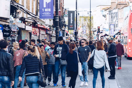 London, UK - 2nd of April, 2017: Camden Lock Bridge which is a famous alternative culture shops in Camden Town, London, its markets are visited by more than 5 million people every yearのeditorial素材