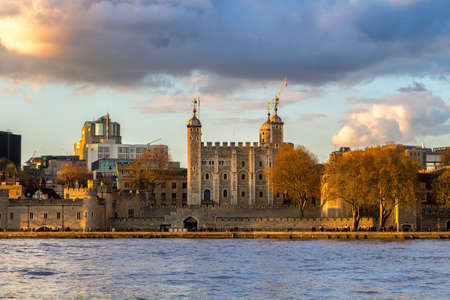 Tower of London located on the north bank of the River Thames in central London, UK