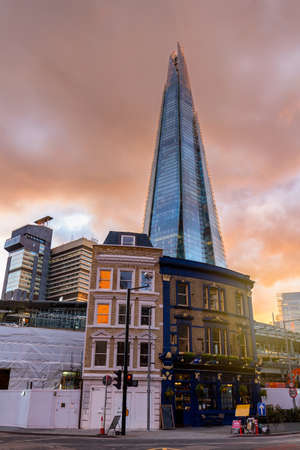 London street at sunset, modern skyscraper in the London Skyline, UKの写真素材