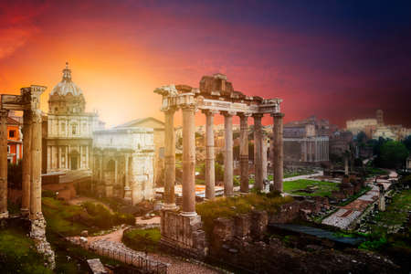 Roman Forum. Image of Roman Forum in Rome, Italy during sunrise.の写真素材