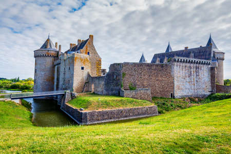 Panoramic view of Chateau de Suscinio, medieval castle, a former fortress & hunting lodge. Gulf of Morbihan, Brittany (Bretagne), France.のeditorial素材