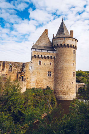 Panoramic view of Chateau de Suscinio in Gulf of Morbihan, Brittany (Bretagne), France.のeditorial素材