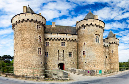 Panoramic view of Chateau de Suscinio in Gulf of Morbihan, Brittany (Bretagne), France.のeditorial素材