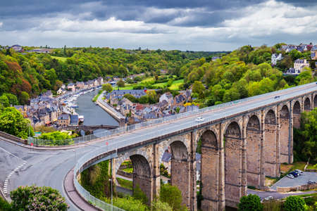 The magnificent old city of Dinan. Concept of Europe travel, sightseeing and tourism. Brittany (Bretagne), Franceのeditorial素材