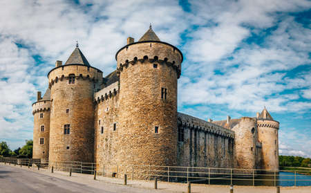 Panoramic view of Chateau de Suscinio, medieval castle, a former fortress & hunting lodge. Gulf of Morbihan, Brittany (Bretagne), France.のeditorial素材