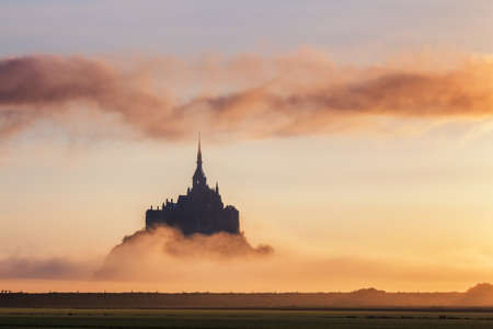 Mont Saint-Michel view in the sunrise light. Normandy, northern Franceの写真素材