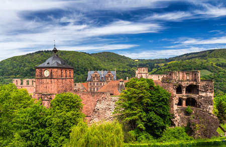 View of beautiful medieval town Heidelberg, Germanyのeditorial素材