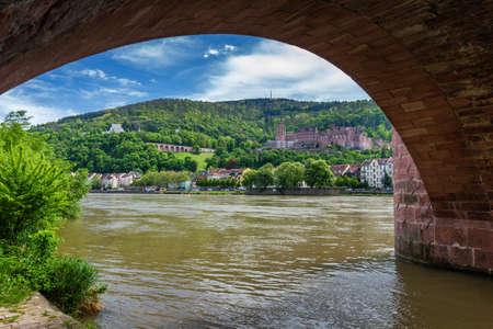 View of beautiful medieval town Heidelberg, Germanyの写真素材