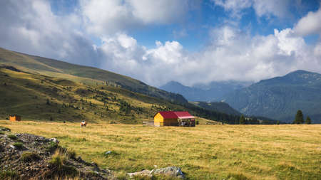 Shepherd cottage in Parang mountains, Transalpina, Romania.の写真素材
