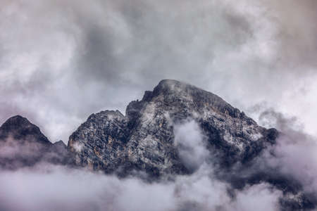 Alpine landscape with mountain peaks in the Dolomites, Italy, Europeの写真素材