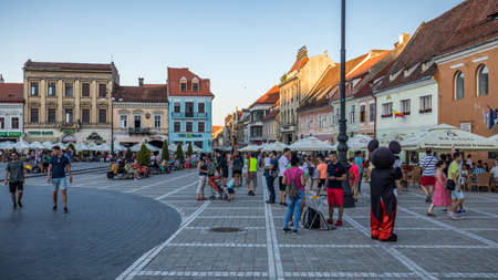 Brasov, Romania - 10 August, 2017: The Brasov Council Square (Piata Sfatului)のeditorial素材