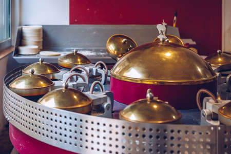 Machinery used to make wafers in Karlovy Vary, are a traditional and very popular snack. Karlovy Vary, Czech Republicの写真素材