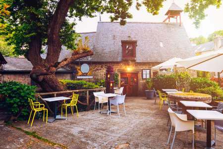 Cozy restaurant terrace in the city of Pont-Aven, Franceの写真素材