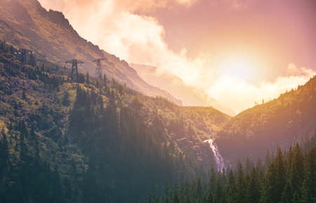 Balea waterfall in Fagaras mountains, Sibiu,Transylvania, Romaniaの写真素材