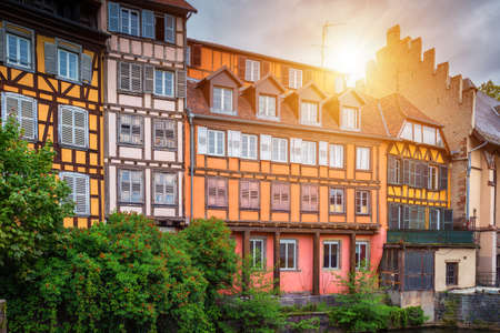 Traditional half-timbered houses in La Petite France, Strasbourg, Alsace, Franceのeditorial素材