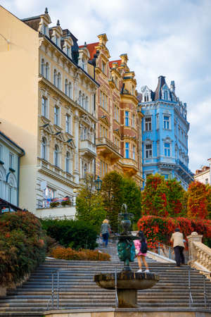 Architecture of Karlovy Vary (Karlsbad), Czech Republic. It is the most visited spa town in the Czech Republicのeditorial素材