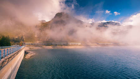 Lago Fedaia (Fedaia Lake), Fassa Valley, Trentino Alto Adige, an artificial lake and a dam near...