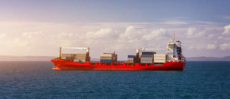 Logistics and transportation of International Container Cargo ship in the sea. International...