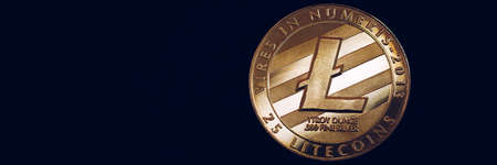Litecoin cryptocurrency (crypto currency). Silver Litecoin coin with gold Litecoin symbol. Litecoin...
