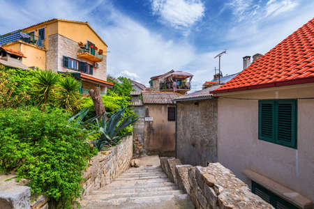 Street in Split historical center, Croatia. Beautiful square of the old town of Split in Croatia....