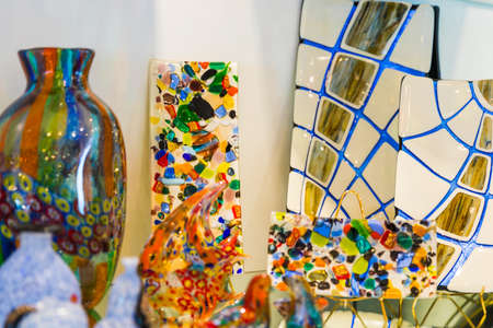 Traditional glass in old town of Murano island, Venice, Italy