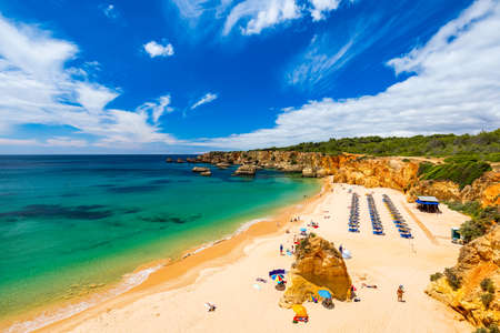 Beach of Barranco das Canas in Portimao, Algarve, Portugal. Praia do Barranco das Canas in Portimao, Portugal, Algarve.の写真素材