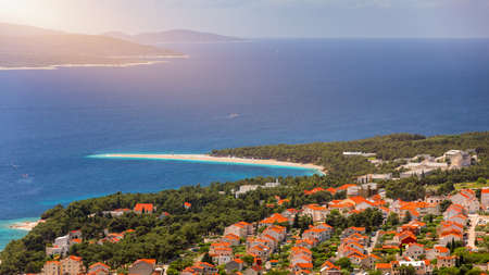 Zlatni Rat (Golden Cape or Golden Horn) famous turquoise beach in Bol town on Brac island, Dalmatia,...