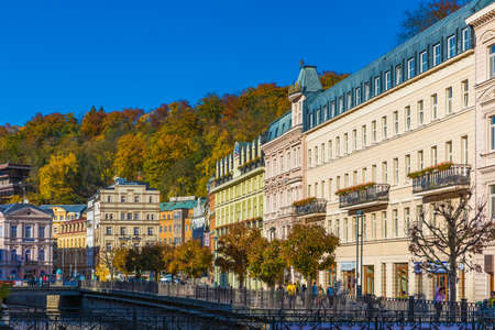 Autumn view of old town of Karlovy Vary (Carlsbad), Czech Republic, Europeのeditorial素材