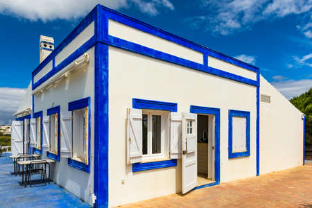 Portimao, Portugal - June 11, 2018. Cloque restaurant and cafe in the front of the beach Praia dos TrÃªs Castelos and Praia do Amado, Portimao, Algarve, Portugal.のeditorial素材