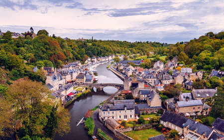 The picturesque medieval port of Dinan on the Rance Estuary, Brittany (Bretagne), France