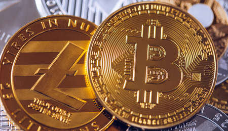 Set of cryptocurrencies with Bitcoin, Etherium, Ripple, Litecoin. Cryptocurrencys new digital money....