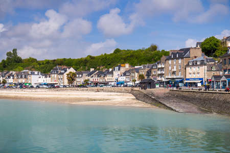 Panoramic view of Cancale, located on the coast of the Atlantic Ocean on the Baie du Mont Saint Michel, in the Brittany region of Western Franceのeditorial素材