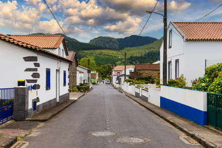 Traditional houses, Sete Cidades, Sao Miguel Island, Azores. Beautiful view of Sete Cidades village...