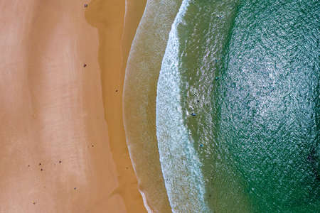 Campismo beach and Dunas beach and Island Baleal near Peniche on the shore of the Atlantic ocean in...