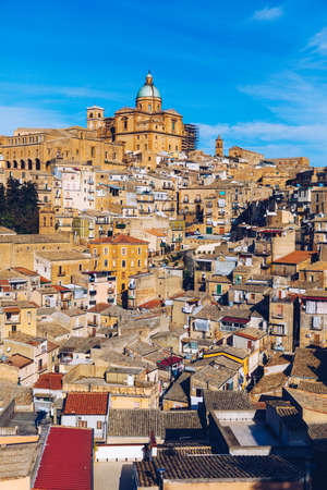 Piazza Armerina in the Enna province of Sicily in Italy. Piazza Armerina cityscape with the...