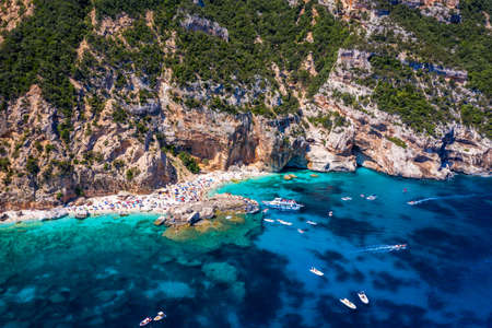 Cala Mariolu view from above. Cala Mariolu famous beach. Italy Sardinia Nuoro province National Park of the Bay of Orosei and Gennargentu Cala Marioluの写真素材