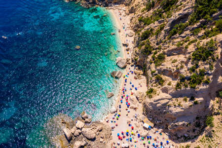 Cala Goloritze view from above. Cala Mariolu famous beach. Italy Sardinia Nuoro province National Park of the Bay of Orosei and Gennargentu Cala Marioluの写真素材