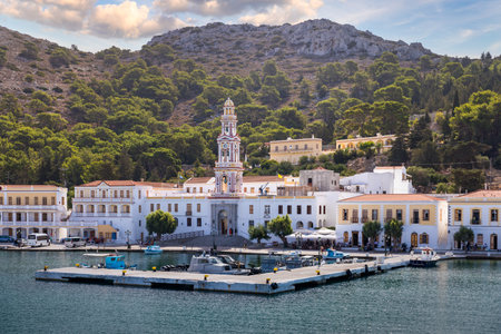Sacred Monastery of Saint Archangel Michael the Panormitis, Symi, Greece. Monastery of Saint...