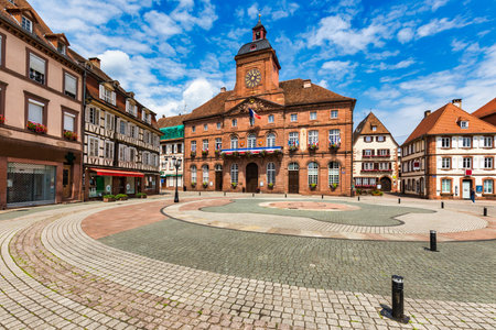 Wissembourg (WeiÃenburg) town in Alsace area, France. Historic Center of Wissembourg, Alsace, France. The picturesque city of Wissembourg in Bas Rhin, Alsace, France.のeditorial素材