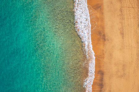 Ocean View Beach. Ocean Beach, beautiful landscape, travel and vacation. Aerial view of sandy beach...