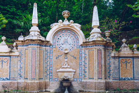 Garden of the Regaleira Palace (Quinta da Regaleira), Sintra, Portugal. Romantic garden at Quinta da Regaleira, Sintra.の写真素材