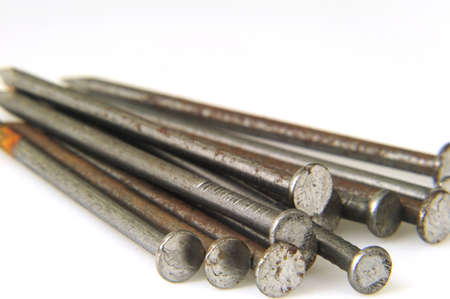 medioum size iron nails on white background - DSC0961の写真素材